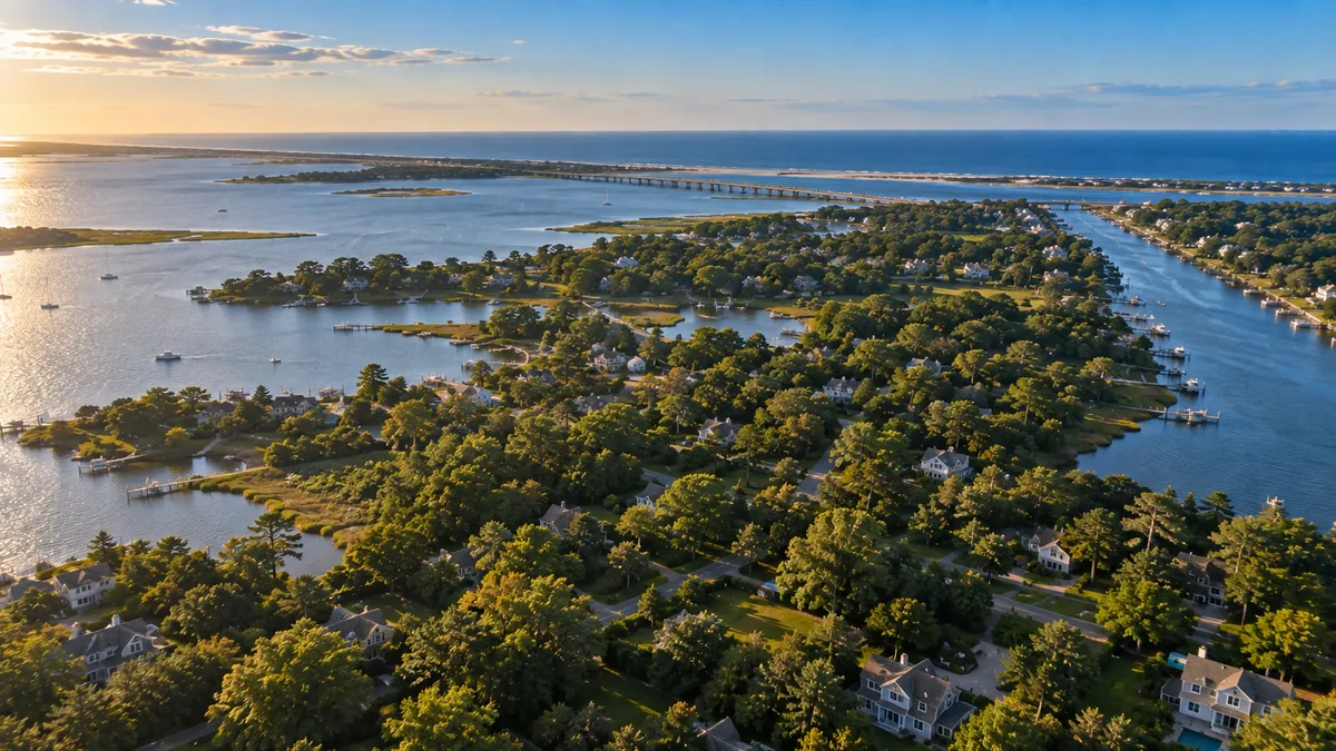 Aerial view of Hampton Bays, NY