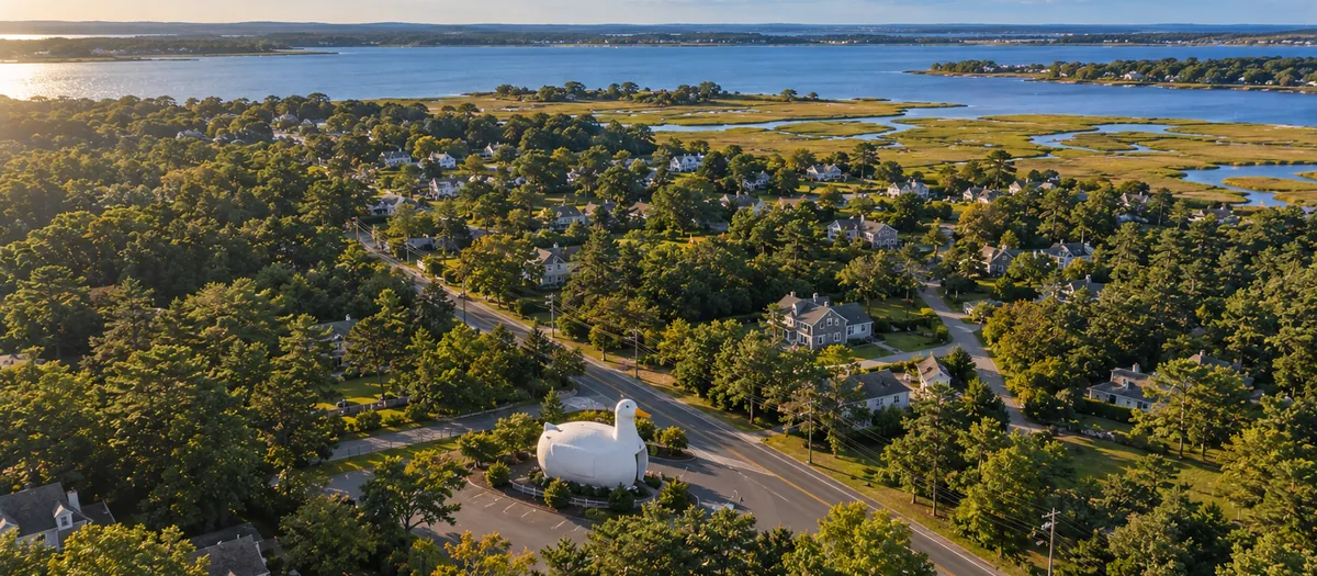Aerial view of Flanders, NY