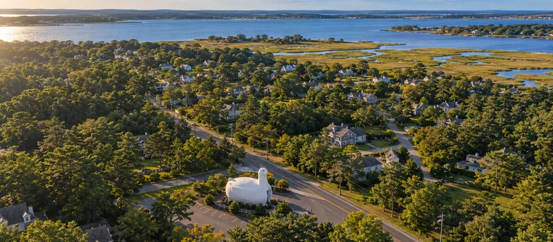 Aerial view of Flanders, NY