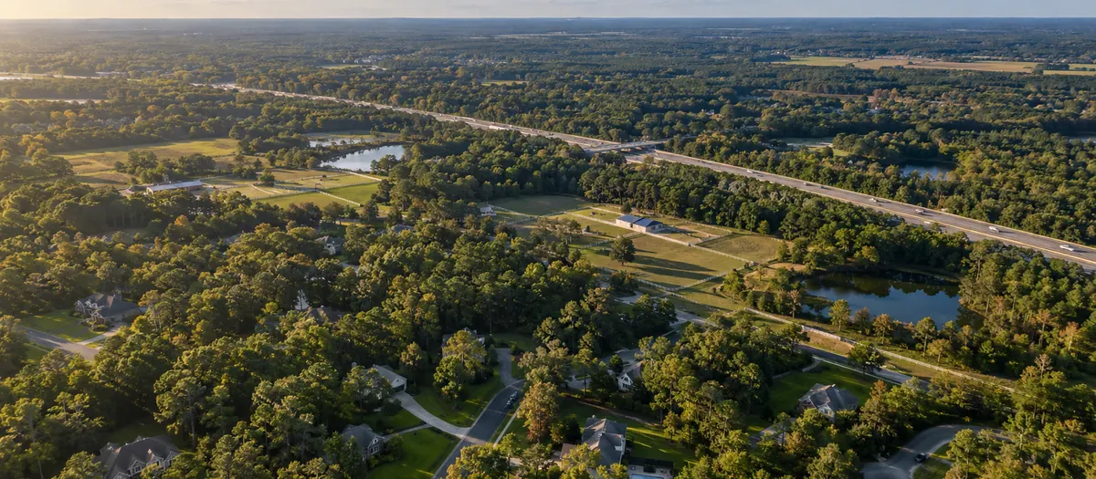 Aerial view of Manorville, NY