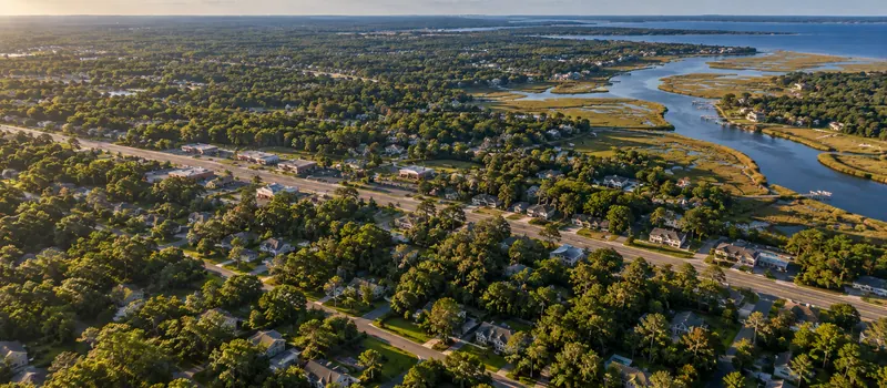 Aerial view of Mastic, NY
