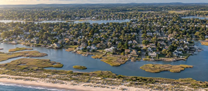 Aerial view of Mastic Beach, NY