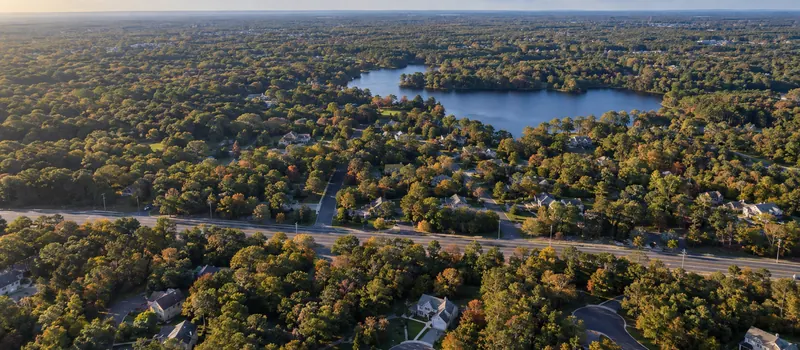 Aerial view of Ridge, NY